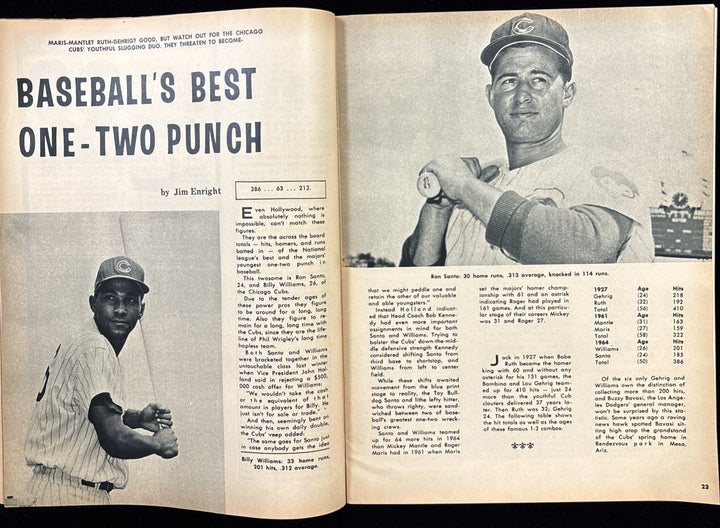 1965 April Baseball Magazine Spring Training Issue Billy Williams / Ron Santo