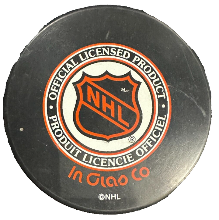 Jean-Yves Roy Autographed Boston Bruins Hockey Puck NHL