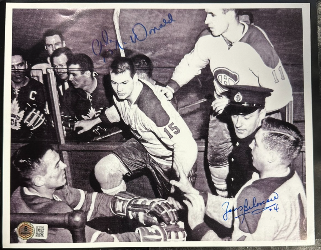 Jean Beliveau & Ab McDonald Autographed Montreal Canadiens 8x10 Photo BAS