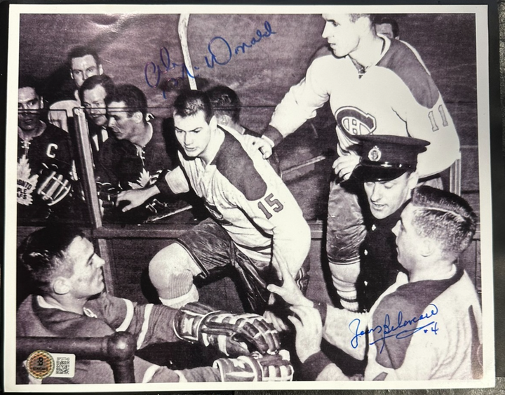 Jean Beliveau & Ab McDonald Autographed Montreal Canadiens 8x10 Photo BAS