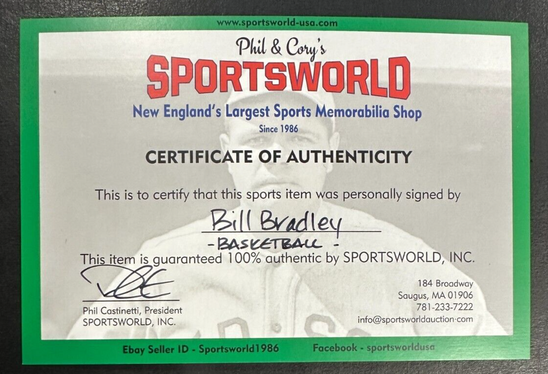 Bill Bradley Autographed Spalding Official NBA Basketball Knicks HOF