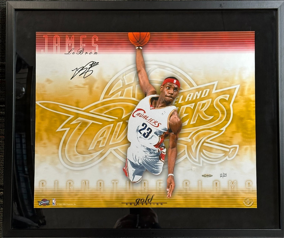 Lebron James Autographed 16x20 Signature Slams Gold #2 Rookie Photo 12/23 UDA