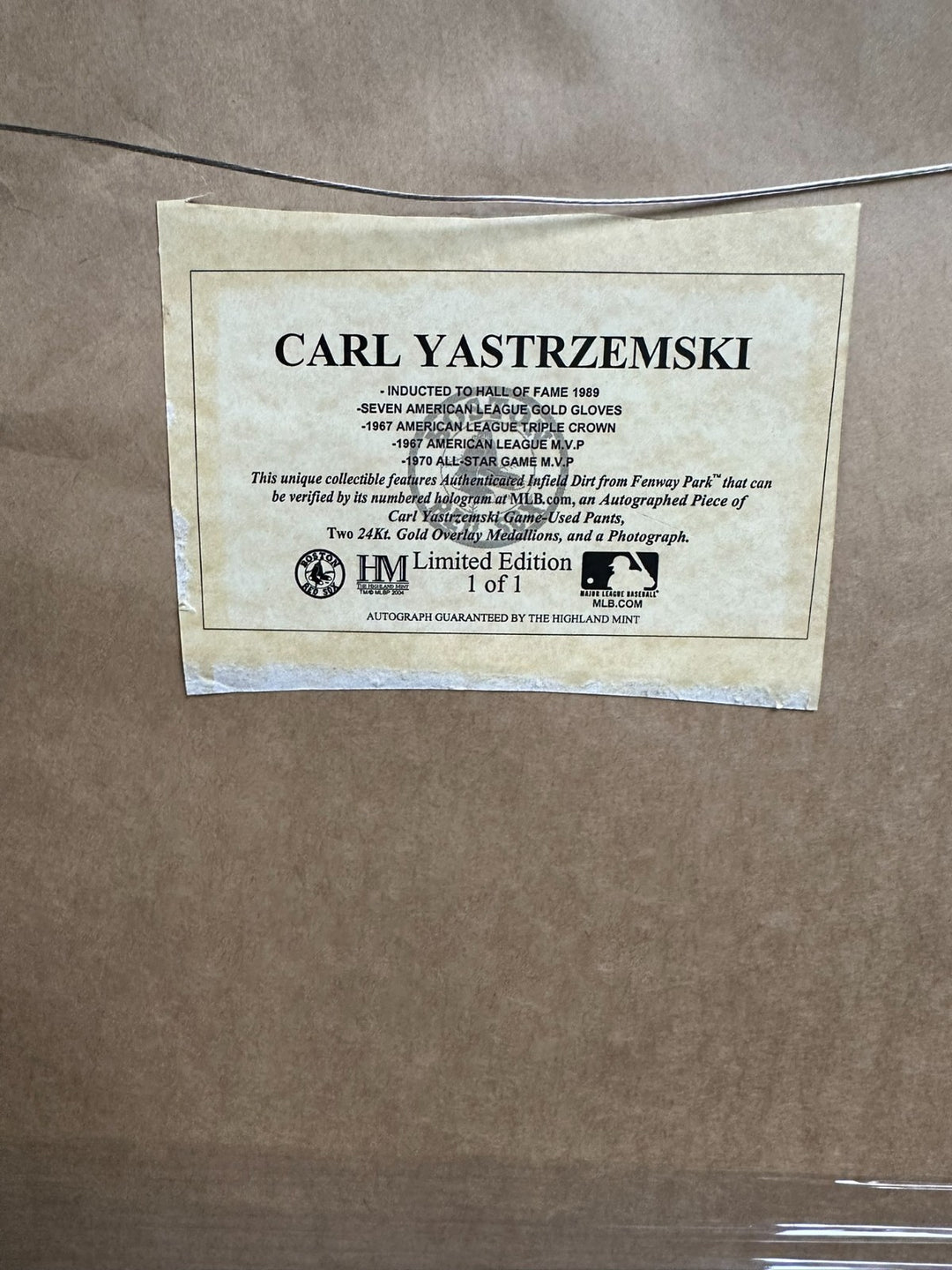 Carl Yastrzemski Signed Last Pair of Road Pants Swatch W/9-29-83 Insc Framed