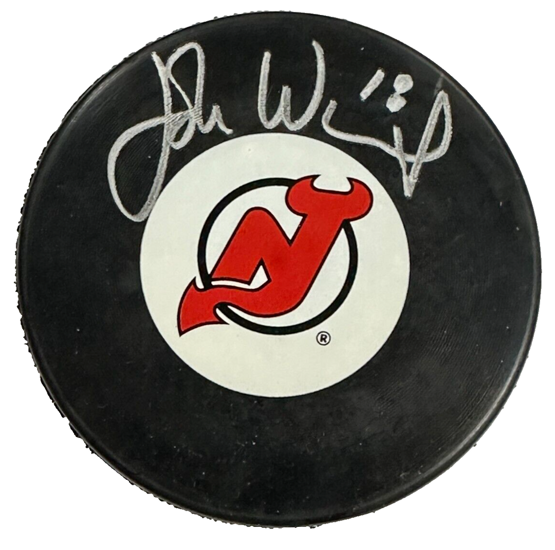 John Wensink Autographed New Jersey Devils Hockey Puck BAS