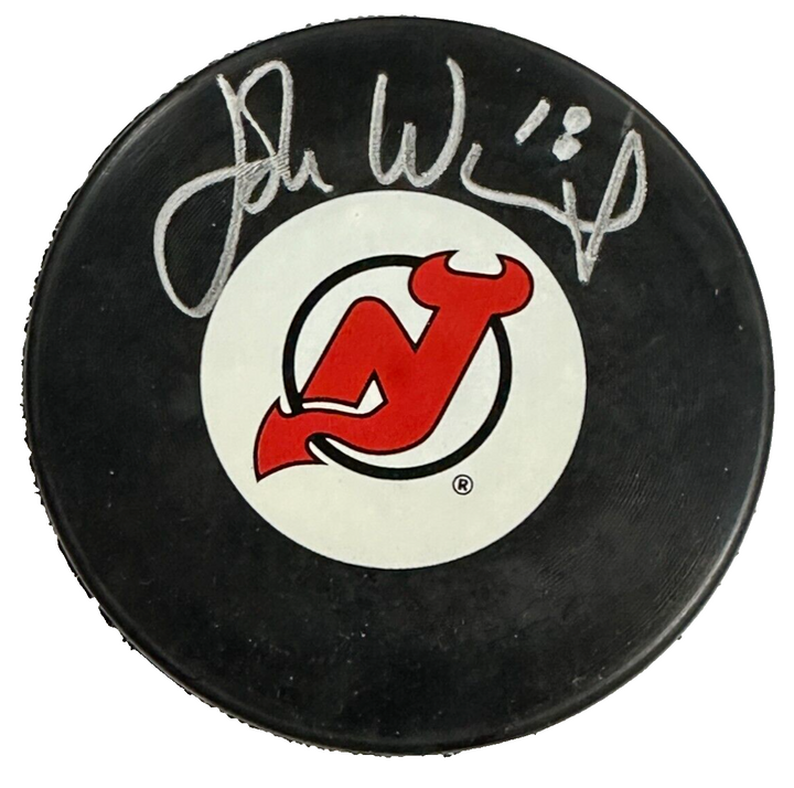 John Wensink Autographed New Jersey Devils Hockey Puck BAS