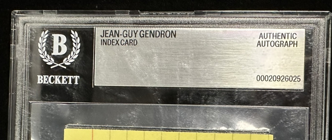 Jean-Guy Gendron Autographed 3x5 Index Card BAS Canadiens Encapsulated
