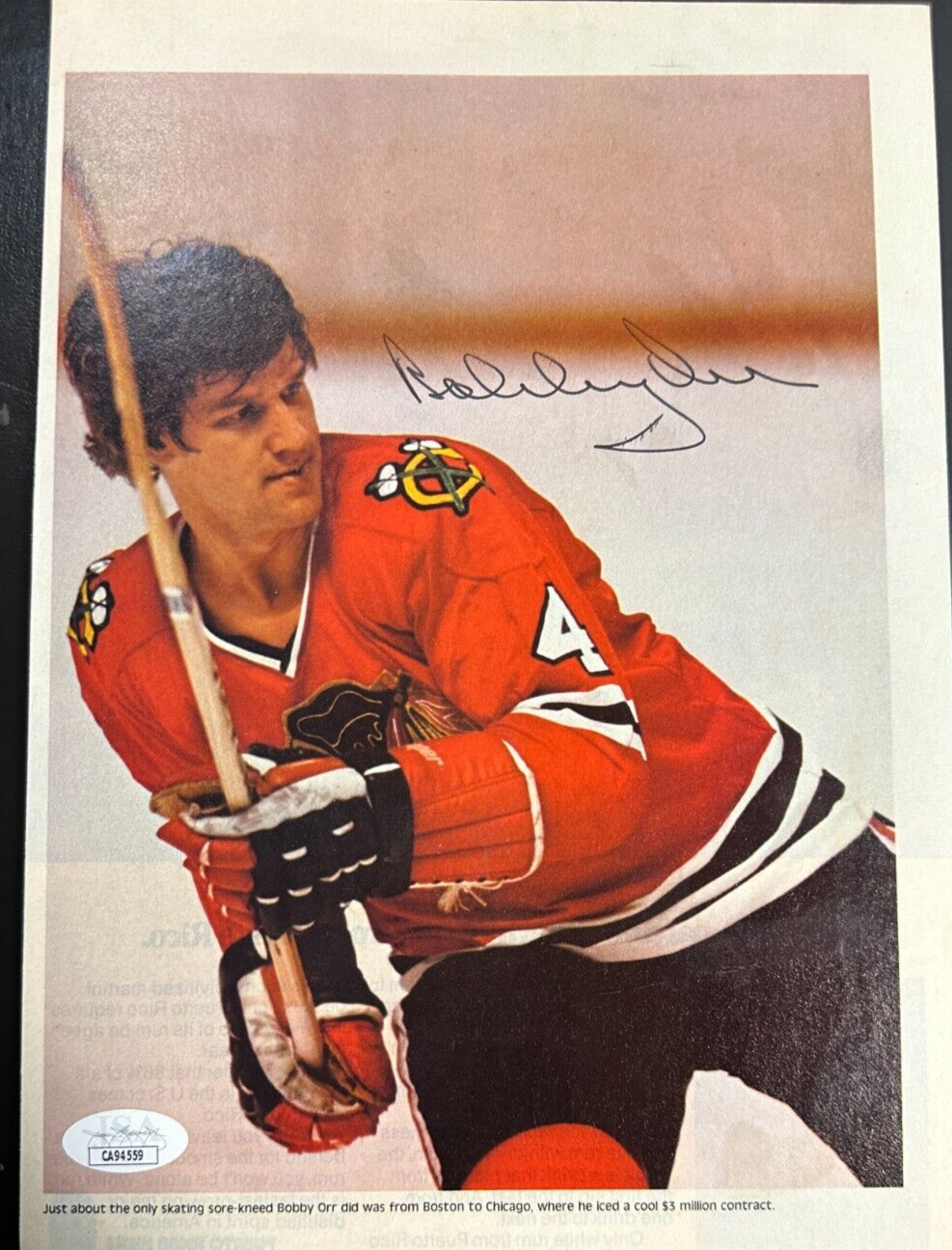 Bobby Orr Autographed Chicago Blackhawks Photo HOF JSA