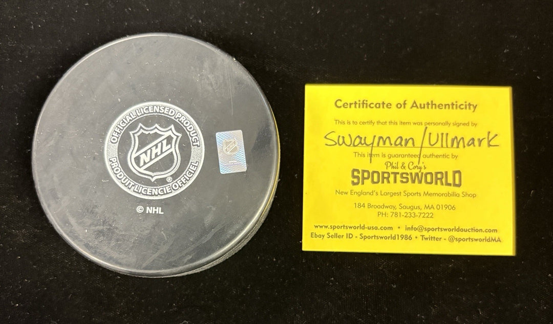 Jeremy Swayman Linus Ullmark Signed Bruins Puck Sportsworld COA