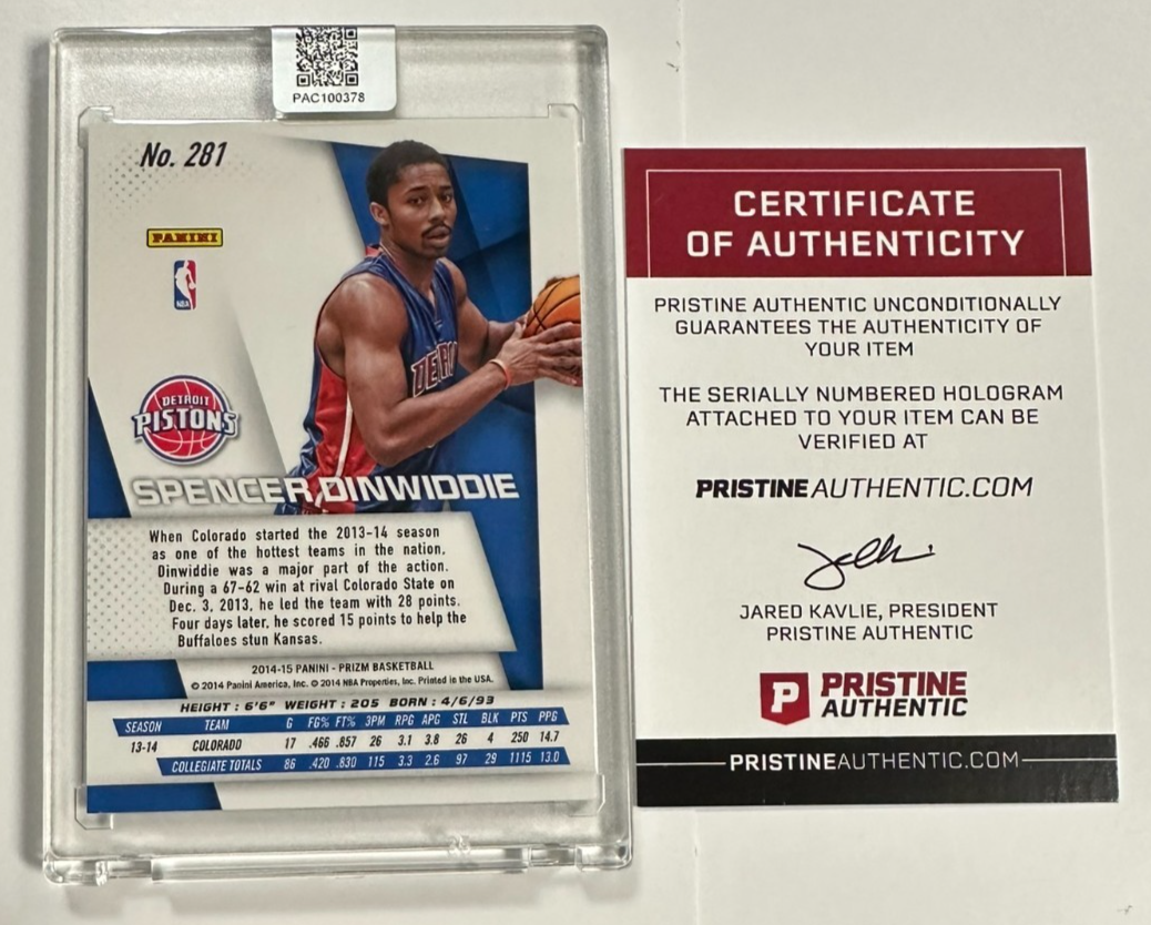 2014-15 Panini Prizm Spencer Dinwiddie Autographed Rookie Card #281