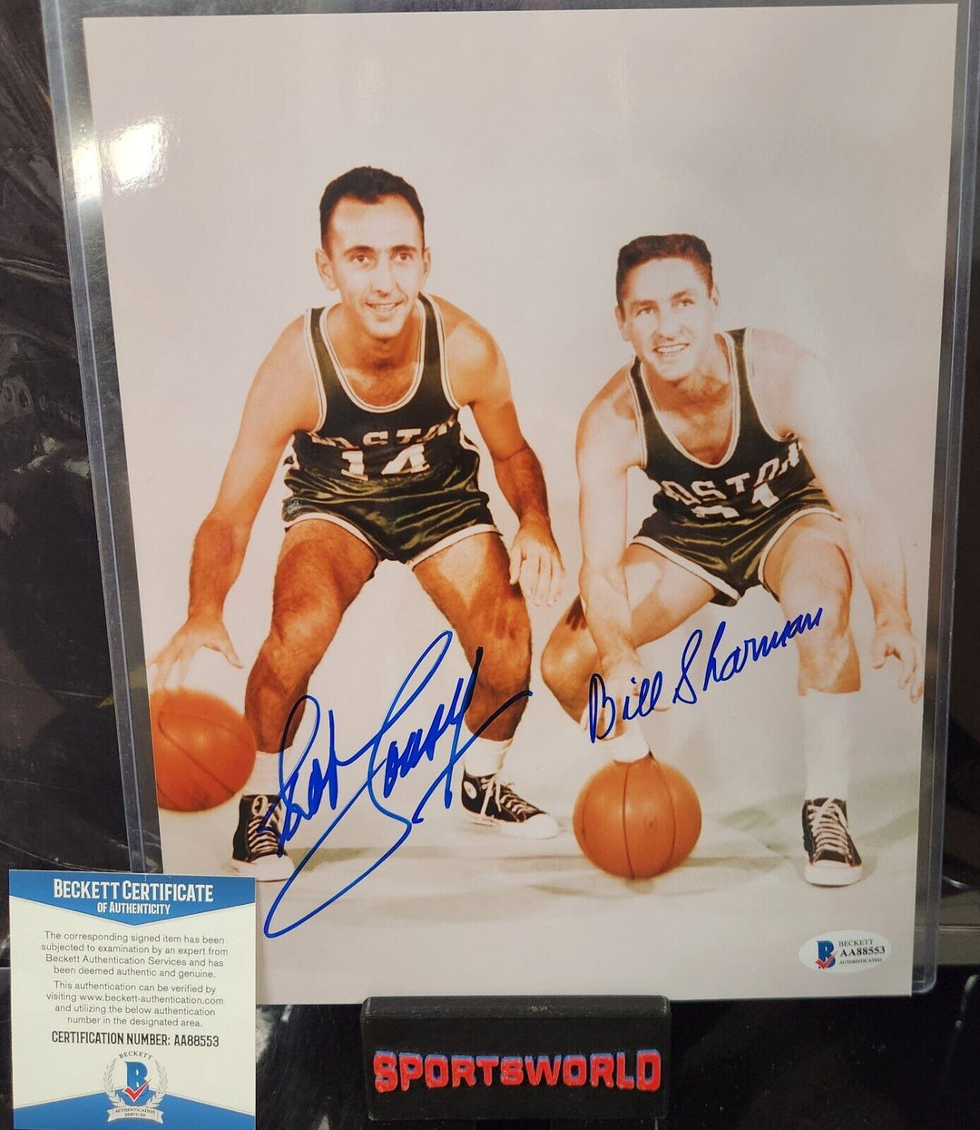 Bob Cousy & Bill Sharman Signed 8x10 Photo Boston Celtics HOF Beckett COA