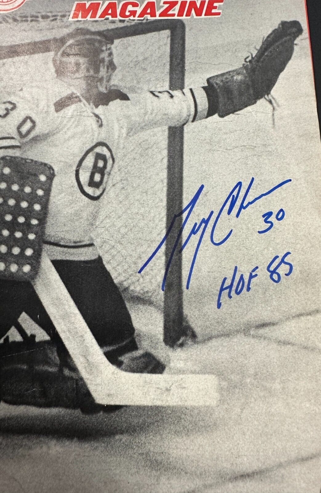 Gerry Cheevers Autographed December 29, 1968 Red Wings & Bruins Program