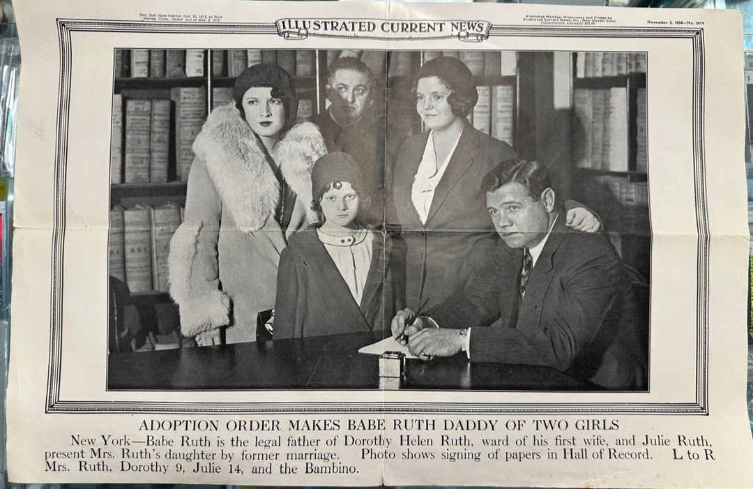 1930 Illustrated Current News Babe Ruth Signing Adoption Papers Yankees