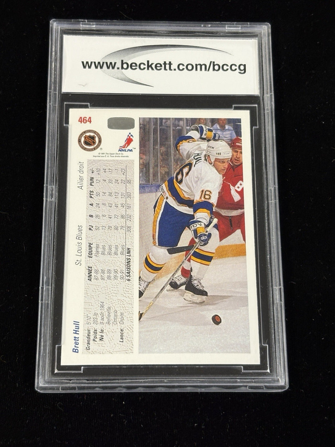 1991-92 Upper Deck French Brett Hull Auto Signed Beckett Authentication Blues