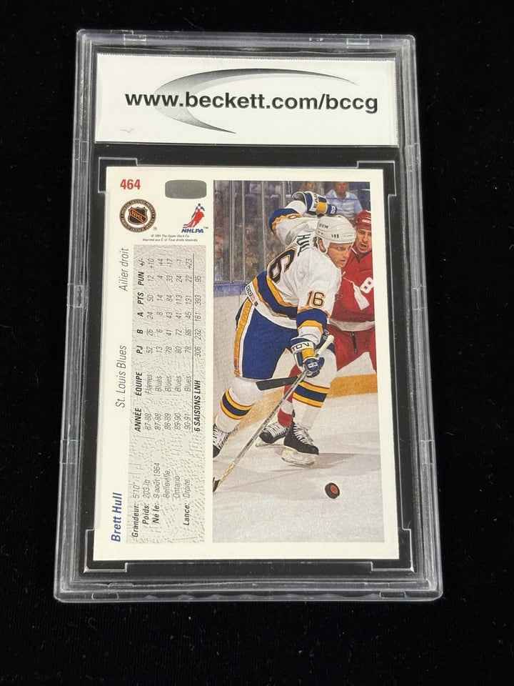 1991-92 Upper Deck French Brett Hull Auto Signed Beckett Authentication Blues
