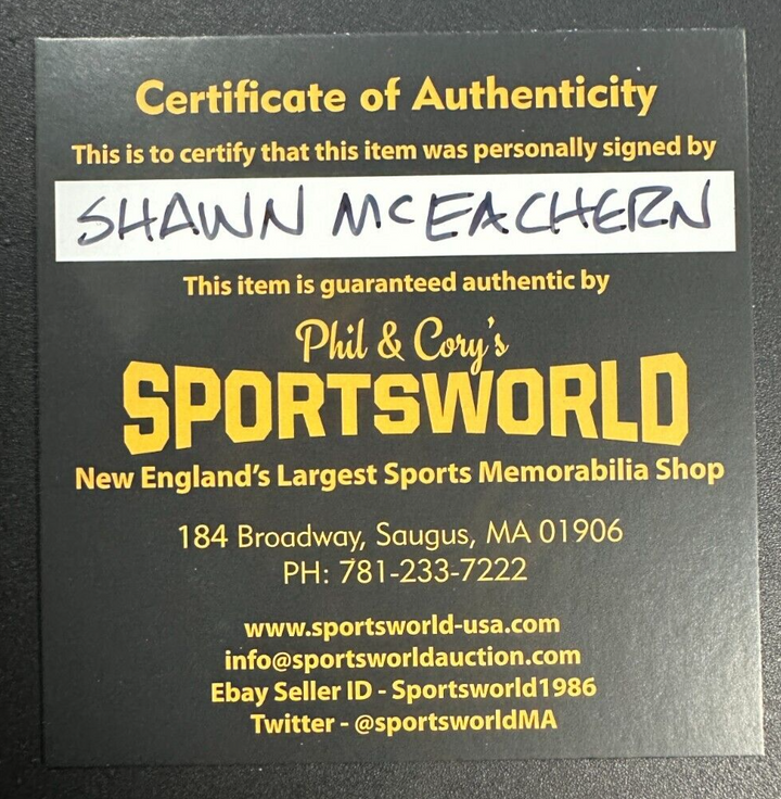 Shawn McEachern Autographed Boston Bruins Hockey Puck NHL