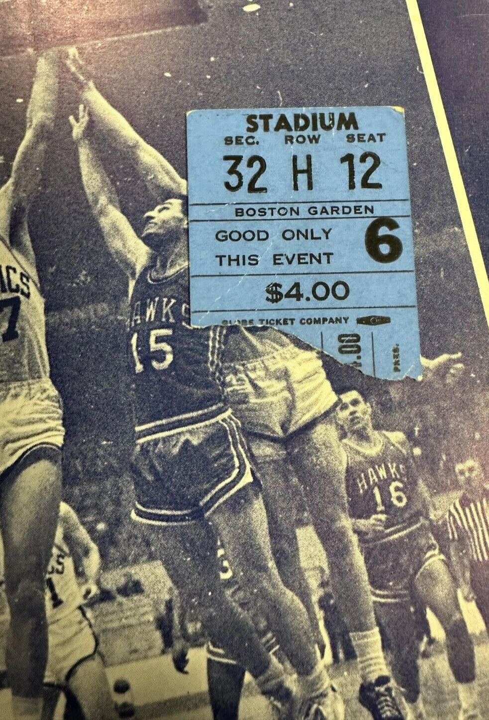 April 11, 1961 Boston Celtics & Hawks NBA Finals Game 5 Program & Ticket Champs