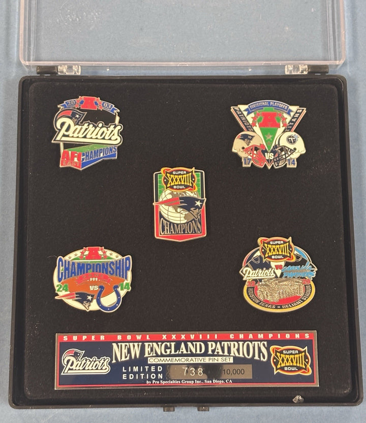 Limited Edition New England Patriots Superbowl XXXVIII Champions Pin Set /10000