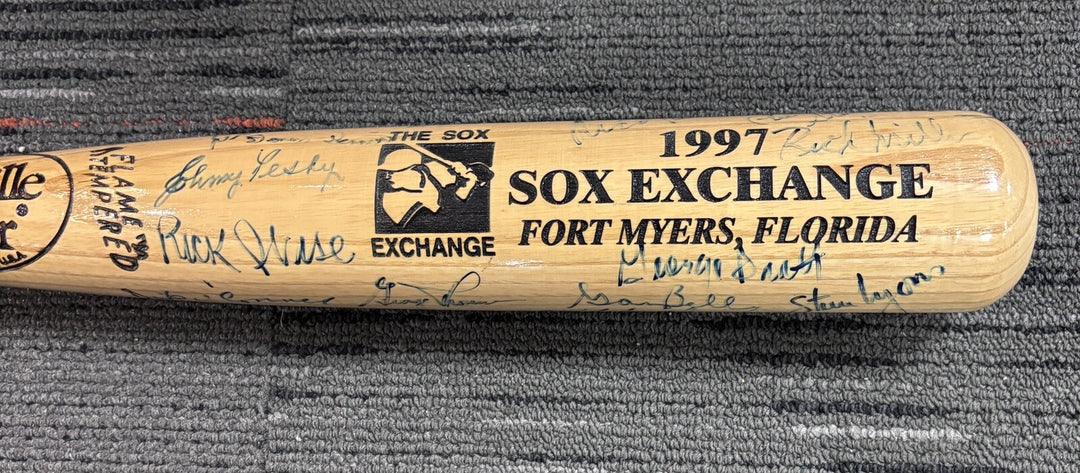 1997 Sox Exchange Fantasy Camp Signed Baseball Bat Steve Lyons Johnny Pesky Etc.