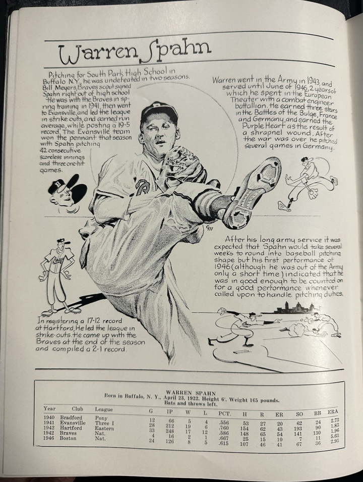 1947 Boston Braves Baseball Yearbook Spahn Sain Holmes Torgeson