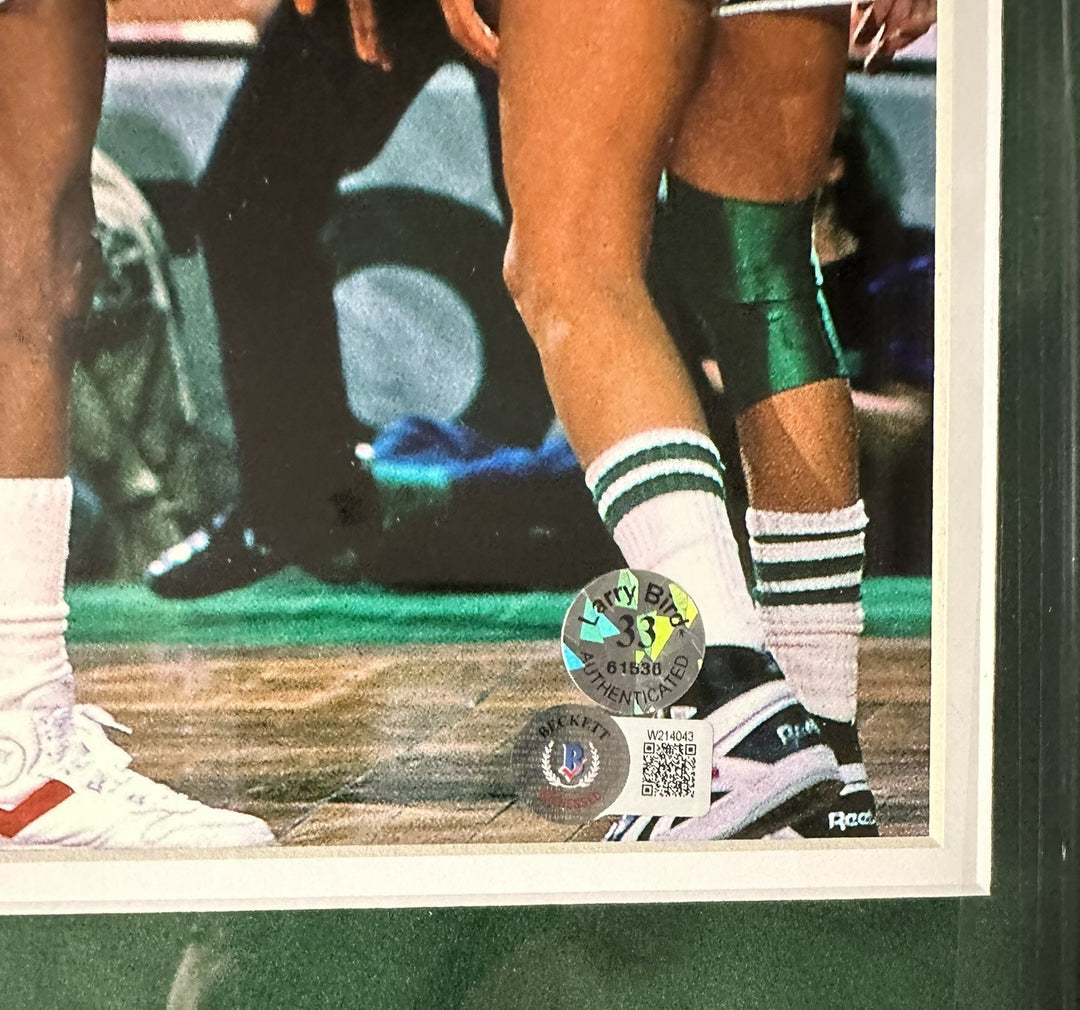 Larry Bird W/ Michael Jordan Autographed 16x20 Photo Framed BAS HOF
