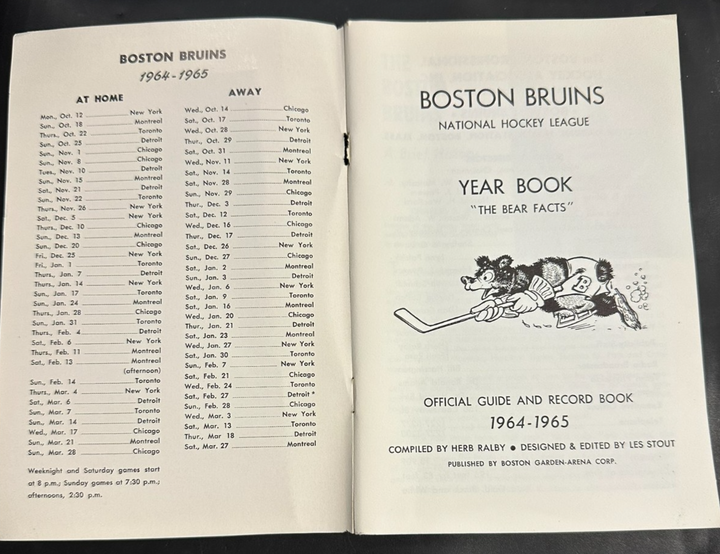 Vintage 1964-65 Boston Bruins Official Yearbook NHL