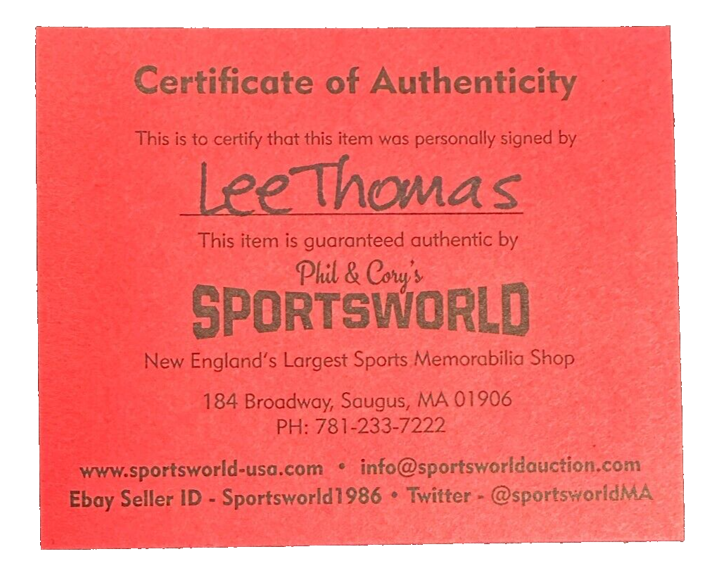 Lee Thomas Autographed Fenway Park 100th Anniversary Baseball Red Sox