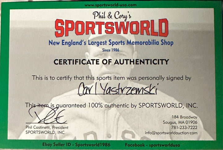 Carl Yastrzemski Autographed 16x20 Last At-Bat Photo Boston Red Sox
