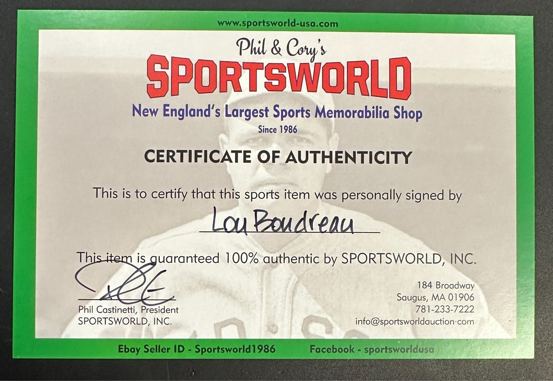 Lou Boudreau Autographed MLB Hall Of Fame Postcard Indians