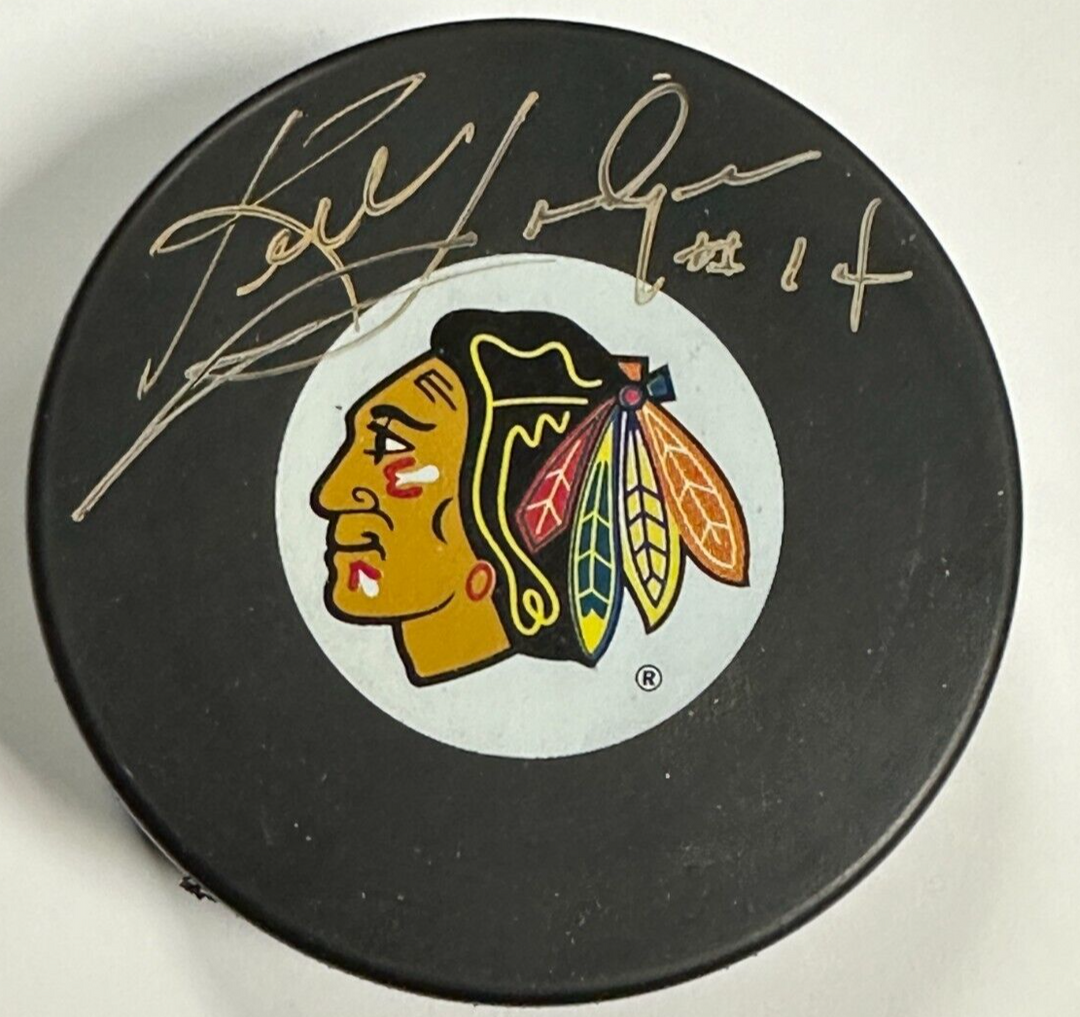 Ken Hodge Autographed Chicago Blackhawks Hockey Puck NHL