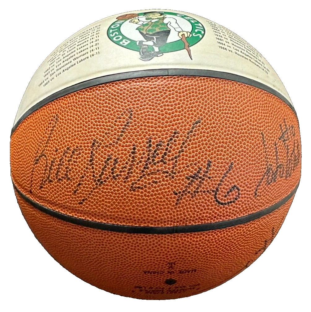 Russell Cousy Heinsohn Jones & White Signed Boston Celtics 1946 Logo Basketball