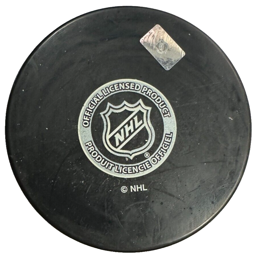 Guyle Fielder Autographed Detroit Red Wings Hockey Puck W/ 1953 Playoffs Insc