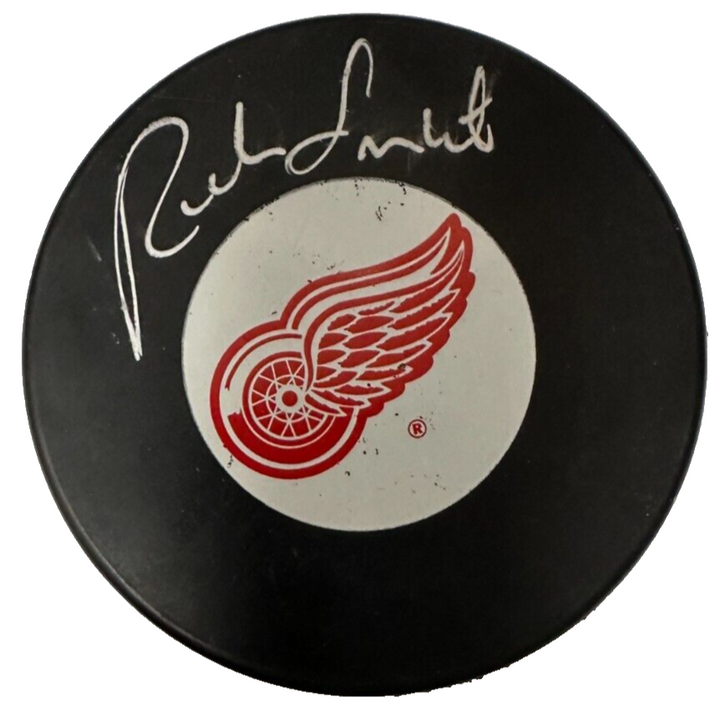 Rick Smith Autographed Detroit Red Wings Hockey Puck BAS NHL