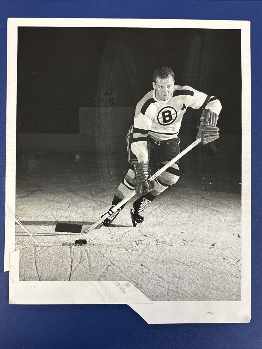 1950’s Ed Sandford Original Boston Bruins Team Photo 8x10 Damaged