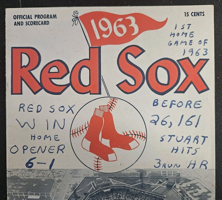 4/16/63 Red Sox vs. Orioles Program Boston Red Sox Home Opener Fenway Park 