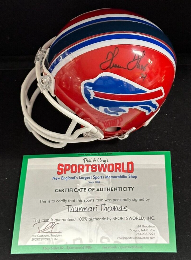 Thurman Thomas Autographed Buffalo Bills Riddel Mini Helmet HOF NFL