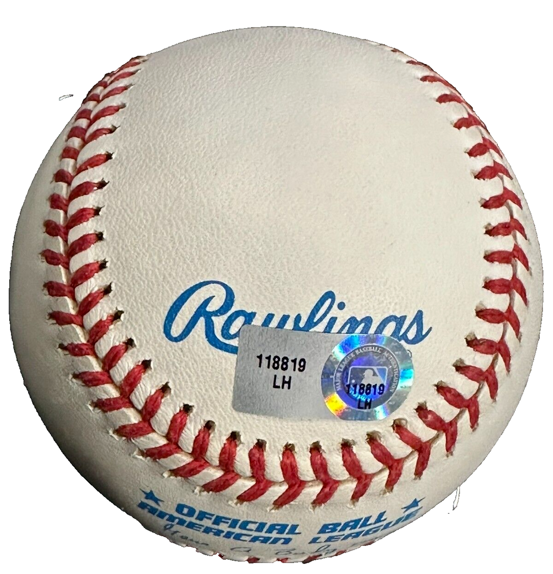 Mickey Rivers Autographed OML Baseball W/ 77 & 78 WS Champs MLB Holo