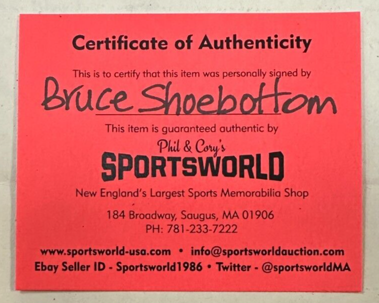 Bruce Shoebottom Autographed Boston Bruins Hockey Puck