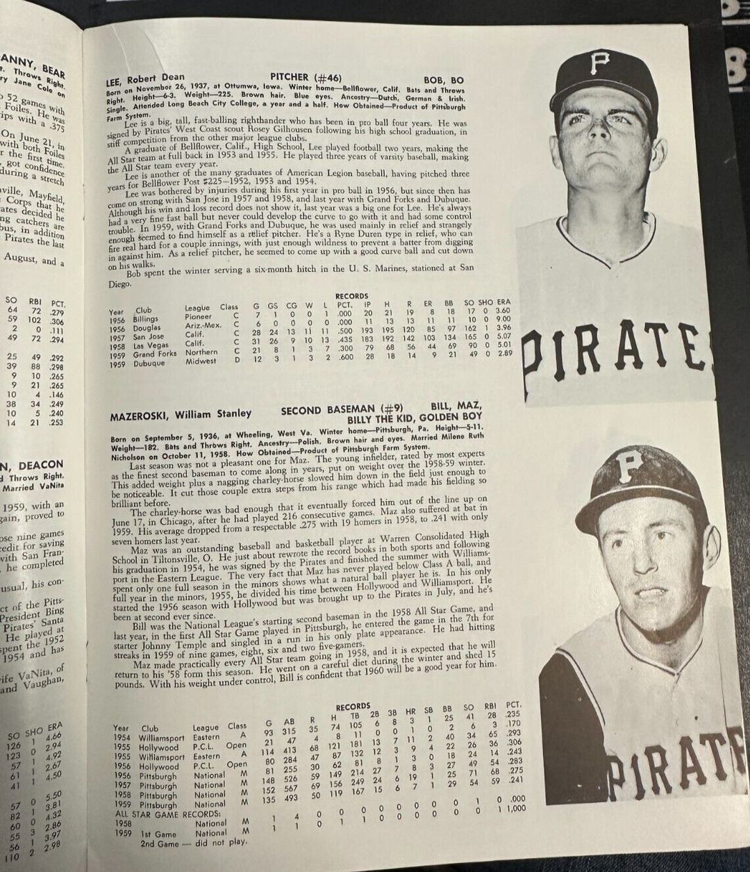 1960 Pittsburgh Pirates Baseball Yearbook Burgess Clemente Mazeroski