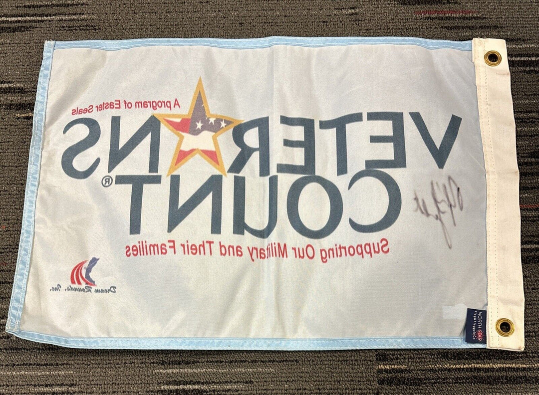 Phil Mickelson Signed Veterans Count Flag Beckett Hologram BAS PGA