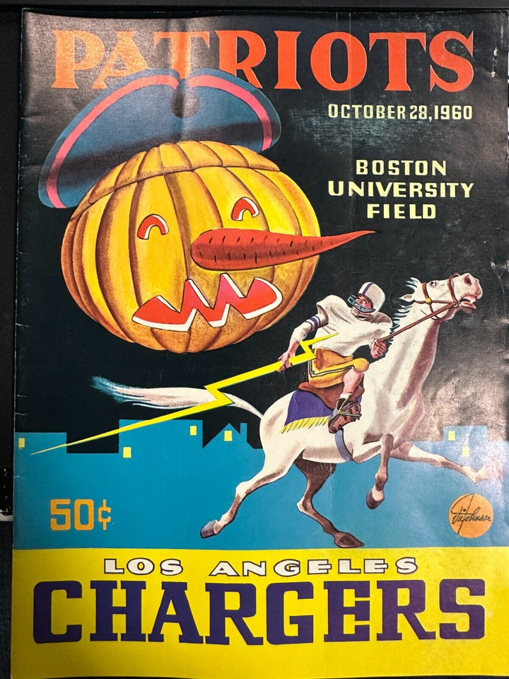 Oct 28, 1960 Boston Patriots Vs LA Chargers Program & Ticket AFL First Season