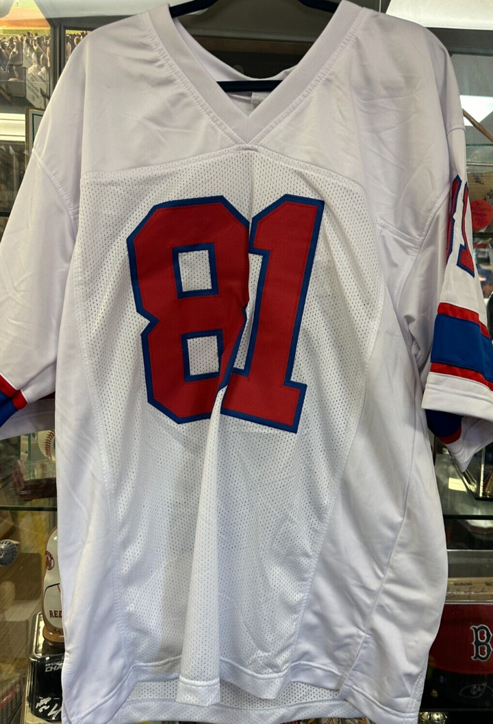 Russ Francis Autographed New England Patriots Replica White Jersey JSA