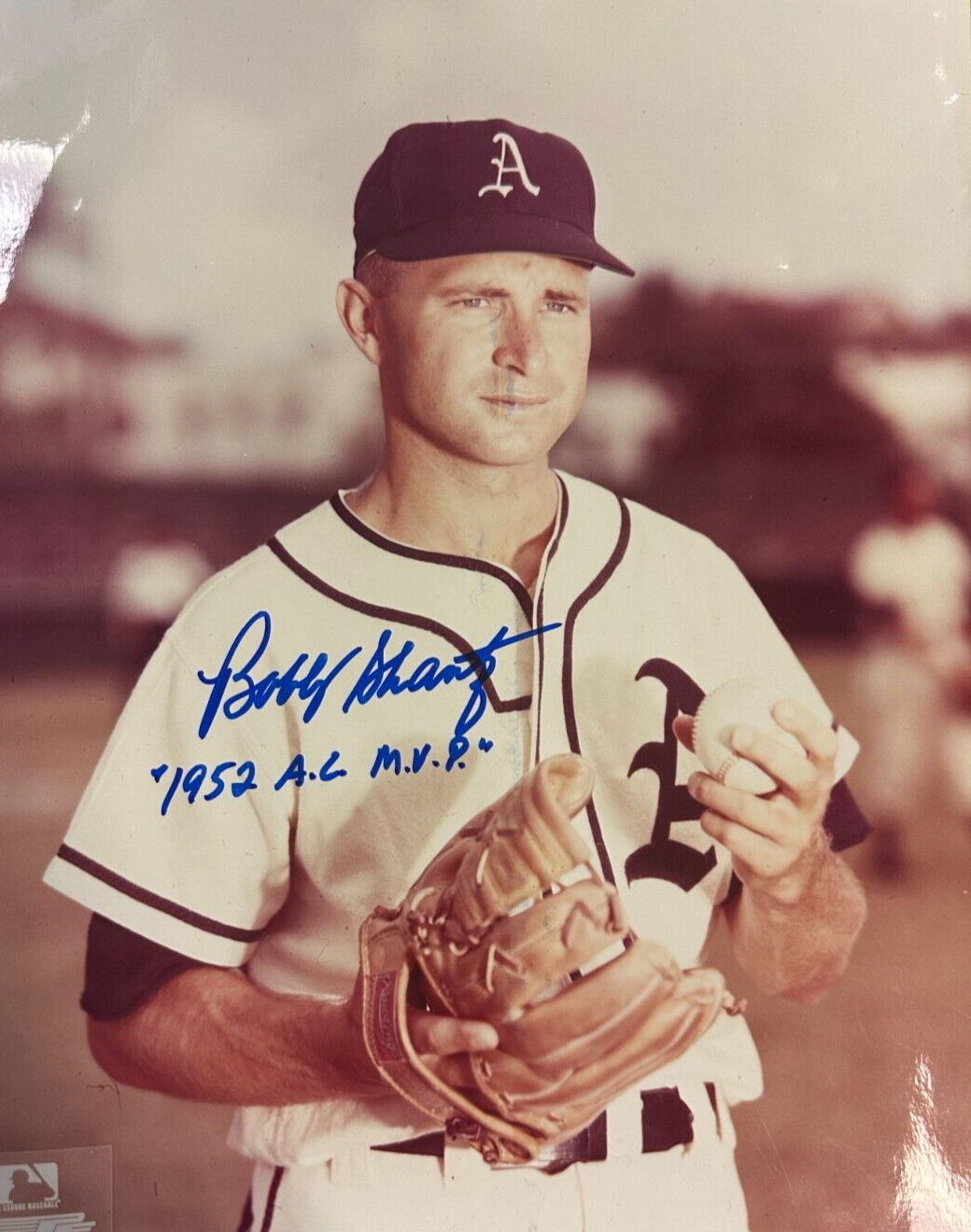 Bobby Shantz Autographed 8x10 Photo W/ 1952 AL MVP Insc Philadelphia A's