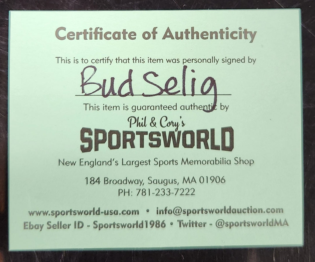 Bud Selig Signed MLB Commissioner of Baseball Brewers Owner BAS COA
