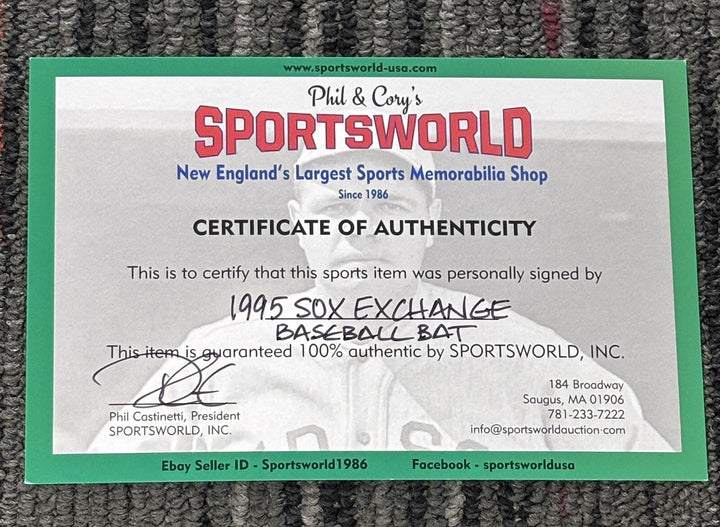 1995 Sox Exchange Fantasy Camp Signed Baseball Bat Johnny Pesky Gary Bell Etc.