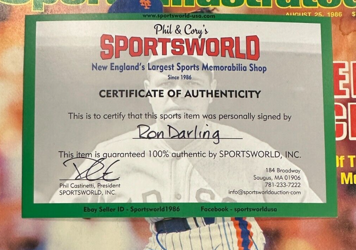 Ron Darling Autographed August 25, 1986 Issue of Sports Illustrated Magazine