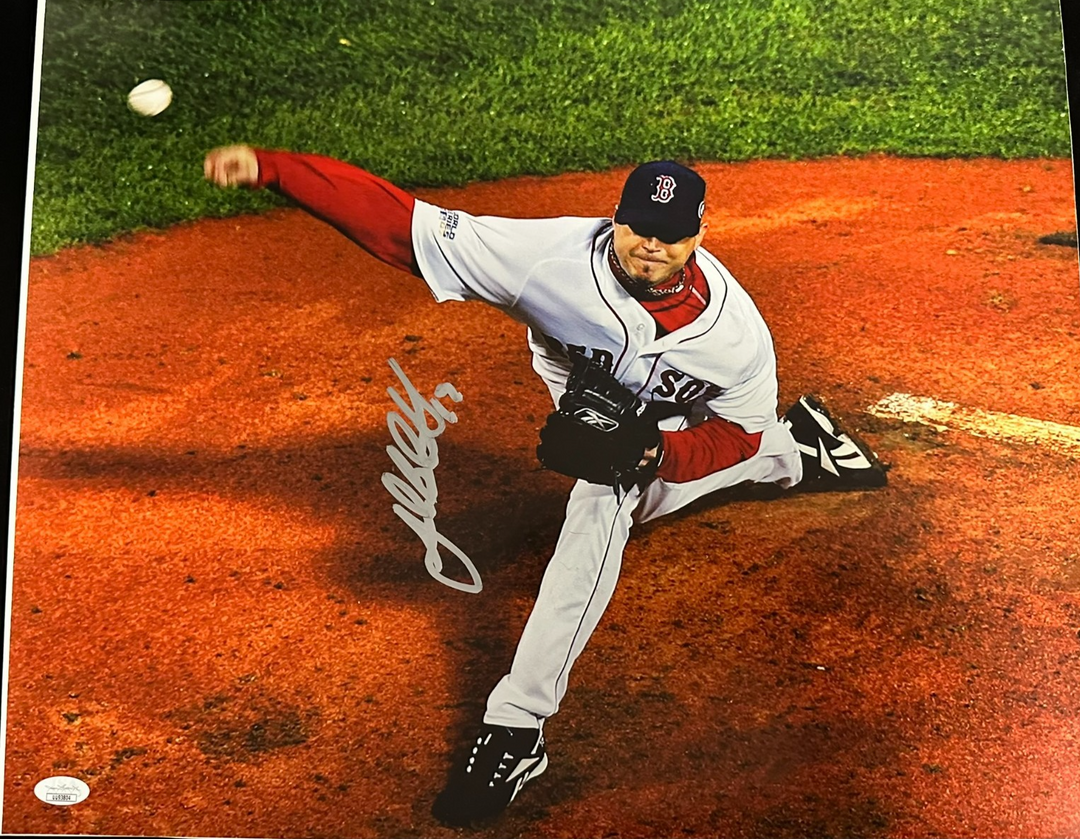 Josh Beckett Autographed Boston Red Sox 16x20 Photo JSA