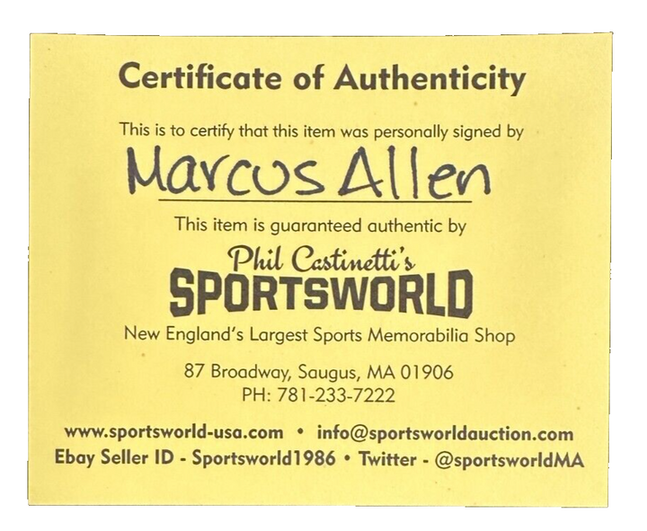 Marcus Allen Autographed Official Professional Baseball HOF Oakland Raiders