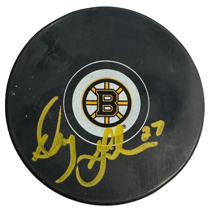 Doug Gibson Autographed Boston Bruins Hockey Puck BAS