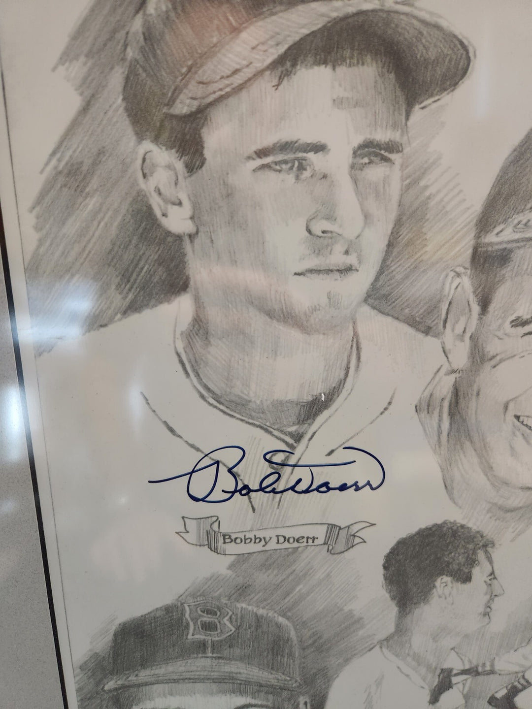 Ted Williams DiMaggio Pesky Pellegrini Doerr Signed Amore Sketch /521 GD COA
