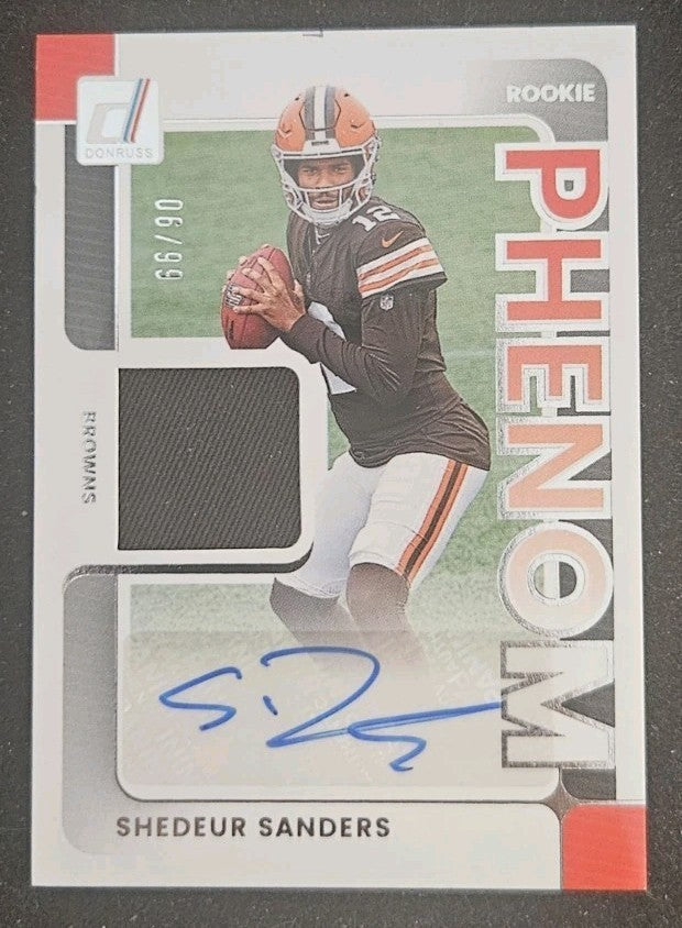 2025 Donruss #PJA-SSS Shedeur Sanders Rookie Phenoms Rookie Patch Auto RPA /99